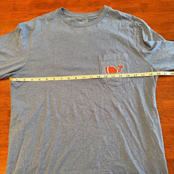 Vineyard‎ Vines Football Textured Whale Long Sleeve Pocket Tee Blue Size Small - Picture 6 of 8